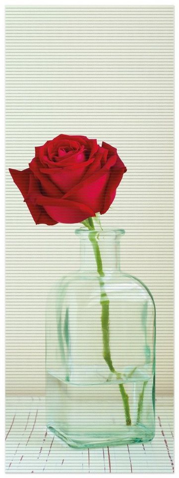 Wallario Schaum-Badematte Rote Rose in Glasvase, Höhe 5.5 mm, rutschhemmend, geeignet für Fußbodenheizungen, Polymer-Schaum, rechteckig von Wallario