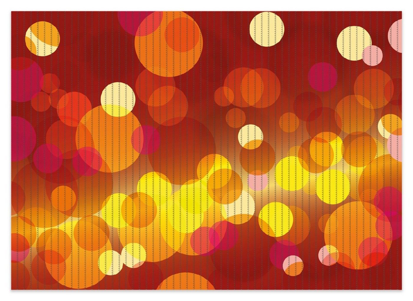 Schaum-Badematte Rote gelbe und orange Kreise - harmonisches Muster Wallario, Höhe 5.5 mm, rutschhemmend, geeignet für Fußbodenheizungen, Polymer-Schaum, rechteckig von Wallario