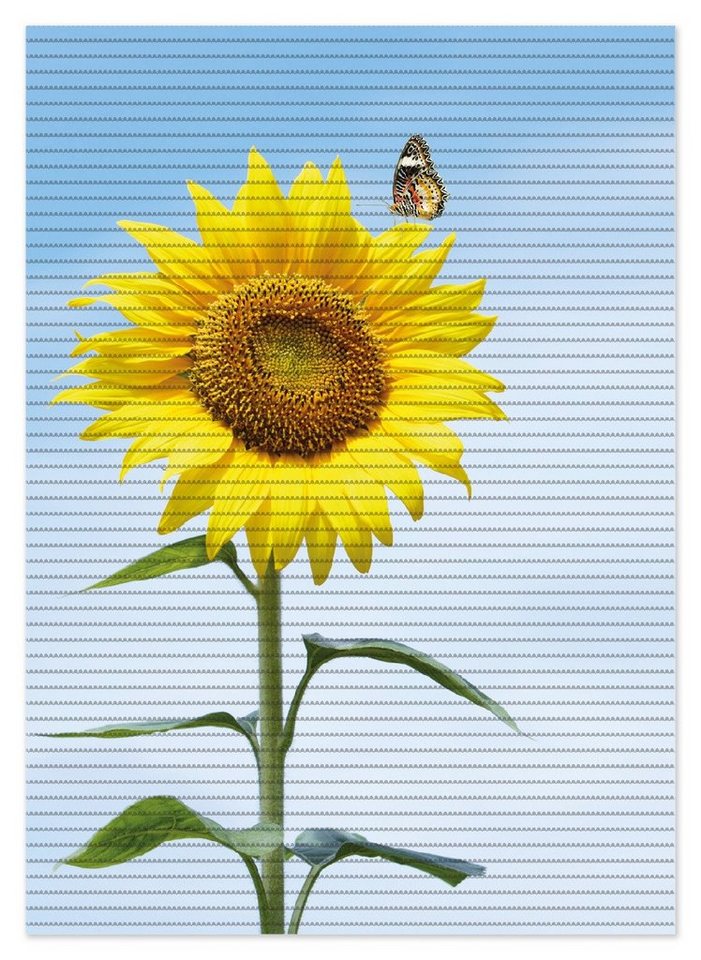 Schaum-Badematte Sonnenblume mit Schmetterling Wallario, Höhe 5.5 mm, rutschhemmend, geeignet für Fußbodenheizungen, Polymer-Schaum, rechteckig von Wallario