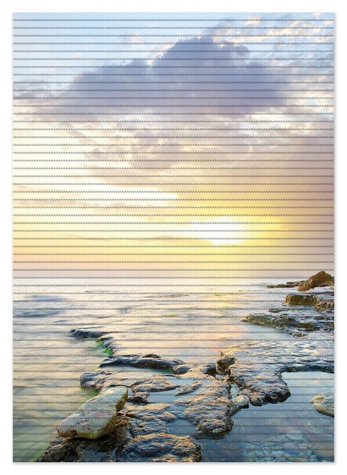 Schaum-Badematte Sonnenuntergang über dem Meer Wallario, Höhe 5.5 mm, rutschhemmend, geeignet für Fußbodenheizungen, Polymer-Schaum, rechteckig von Wallario