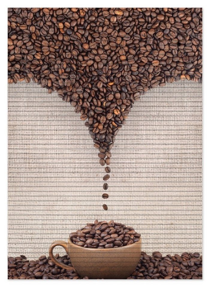 Schaum-Badematte Tasse mit Kaffeebohnen - Kaffeedesign Wallario, Höhe 5.5 mm, rutschhemmend, geeignet für Fußbodenheizungen, Polymer-Schaum, rechteckig von Wallario