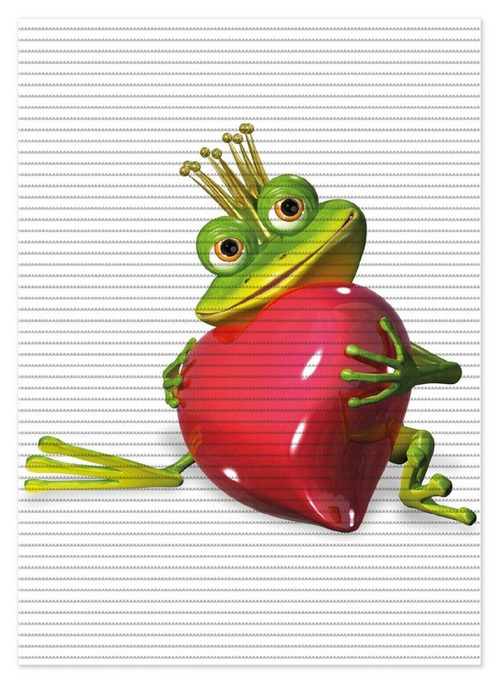 Schaum-Badematte Verliebter Froschkönig mit großem Herz Wallario, Höhe 5.5 mm, rutschhemmend, geeignet für Fußbodenheizungen, Polymer-Schaum, rechteckig von Wallario