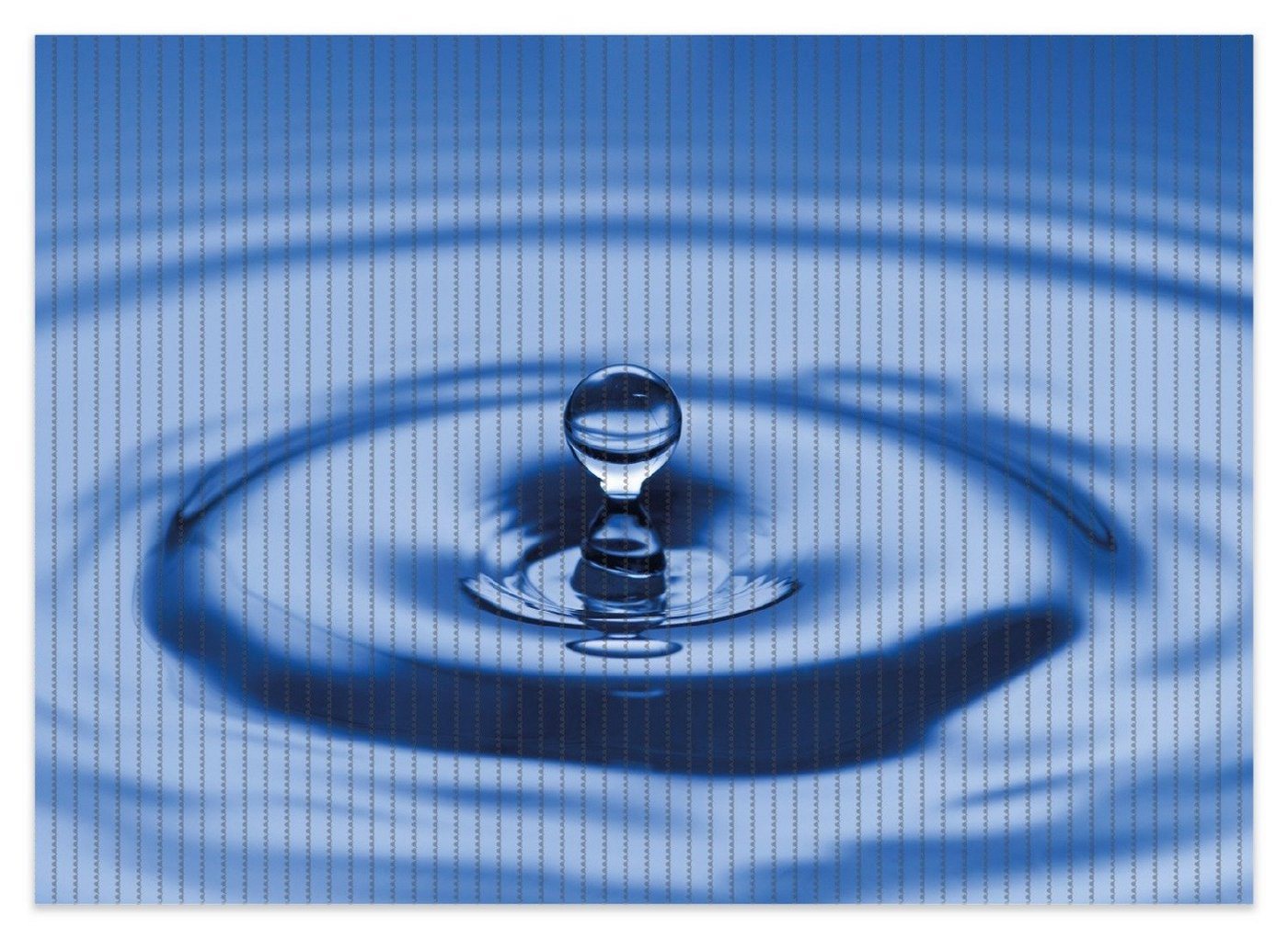 Schaum-Badematte Wassertropfen im blauen Wasser Wallario, Höhe 5.5 mm, rutschhemmend, geeignet für Fußbodenheizungen, Polymer-Schaum, rechteckig von Wallario