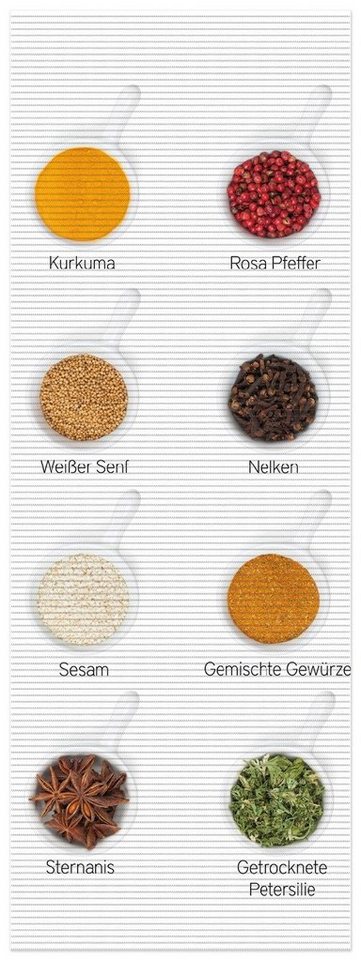 Wallario Schaum-Badematte Welt der Gewürze - Übersicht über verschiedenen Gewürze I, Höhe 5.5 mm, rutschhemmend, geeignet für Fußbodenheizungen, Polymer-Schaum, rechteckig von Wallario