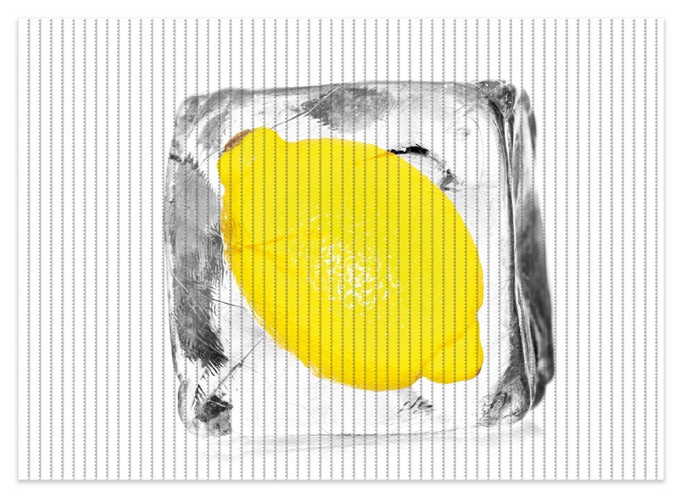 Schaum-Badematte Zitrone in Eiswürfel - Eiskaltes Obst Wallario, Höhe 5.5 mm, rutschhemmend, geeignet für Fußbodenheizungen, Polymer-Schaum, rechteckig von Wallario