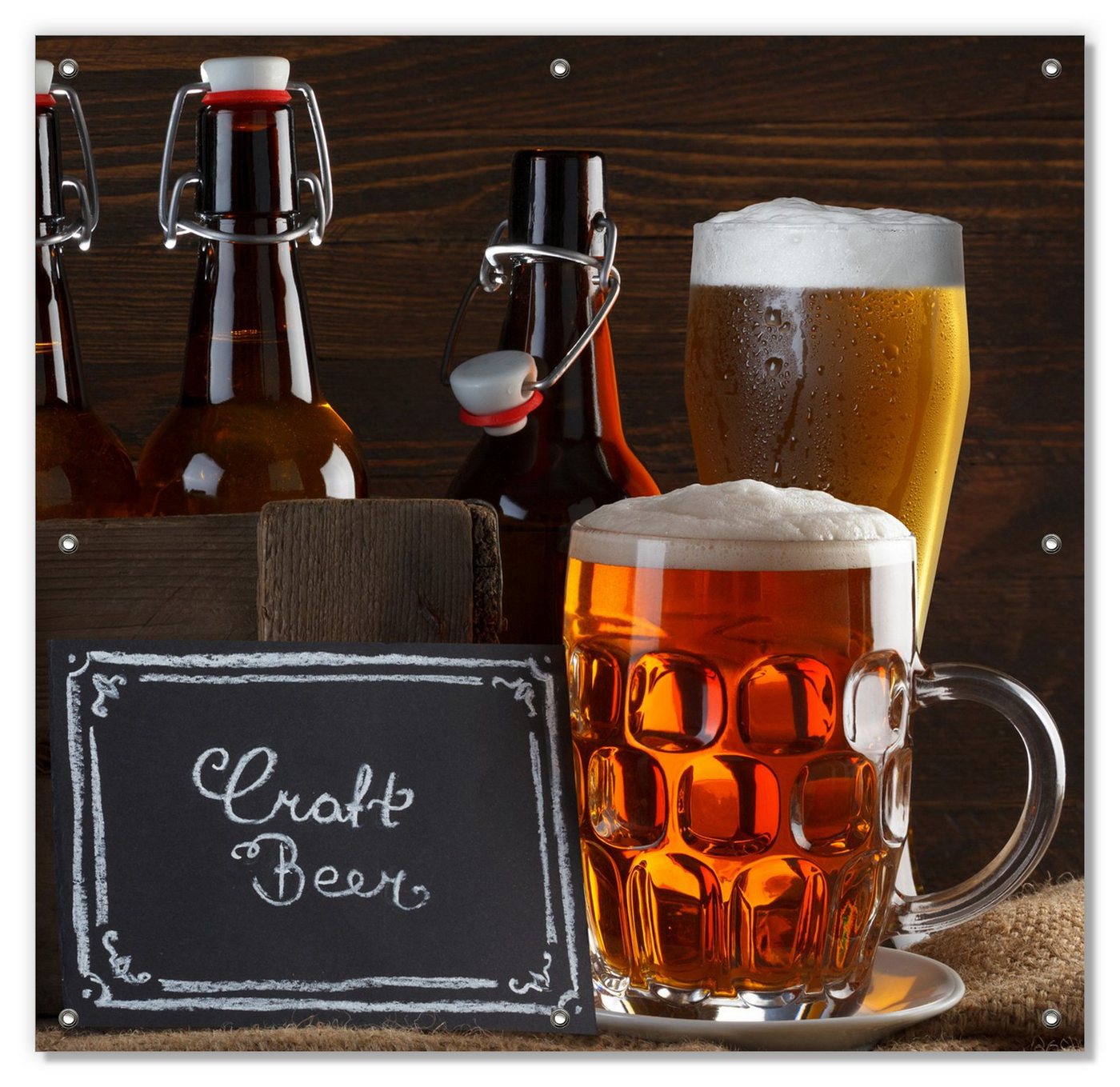 Sonnenschutz Biervarianten - Pils im Glas Flaschenbier Schild Craft Beer, Wallario, blickdicht, mit Saugnäpfen, wiederablösbar und wiederverwendbar von Wallario