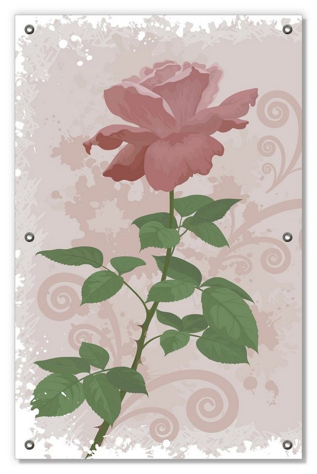 Sonnenschutz Rose in Pastellfarben gezeichnet, Wallario, blickdicht, mit Saugnäpfen, wiederablösbar und wiederverwendbar von Wallario