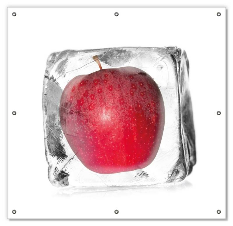 Wallario Sonnenschutz Roter Apfel in Eiswürfel - Eiskaltes Obst, blickdicht, mit Saugnäpfen, wiederablösbar und wiederverwendbar von Wallario