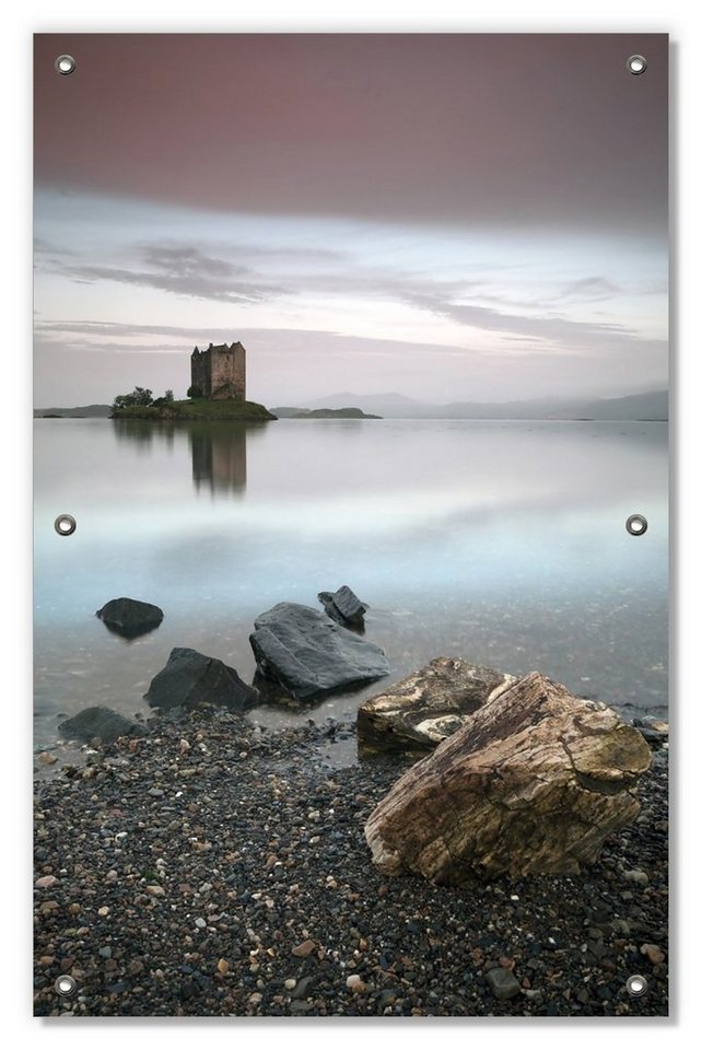 Sonnenschutz Schloss in Schottland, Wallario, blickdicht, mit Saugnäpfen, wiederablösbar und wiederverwendbar von Wallario