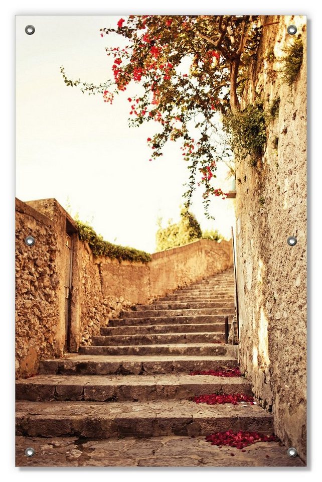 Wallario Sonnenschutz Steinerne Treppe in Italien, blickdicht, mit Saugnäpfen, wiederablösbar und wiederverwendbar Wallario Sonnenschutz Steinerne Treppe in Italien, blickdicht, mit Saugnäpfen, wiederablösbar und wiederverwendbar von Wallario