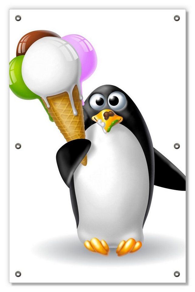 Sonnenschutz Süßer Eis Pinguin, Wallario, blickdicht, mit Saugnäpfen, wiederablösbar und wiederverwendbar von Wallario
