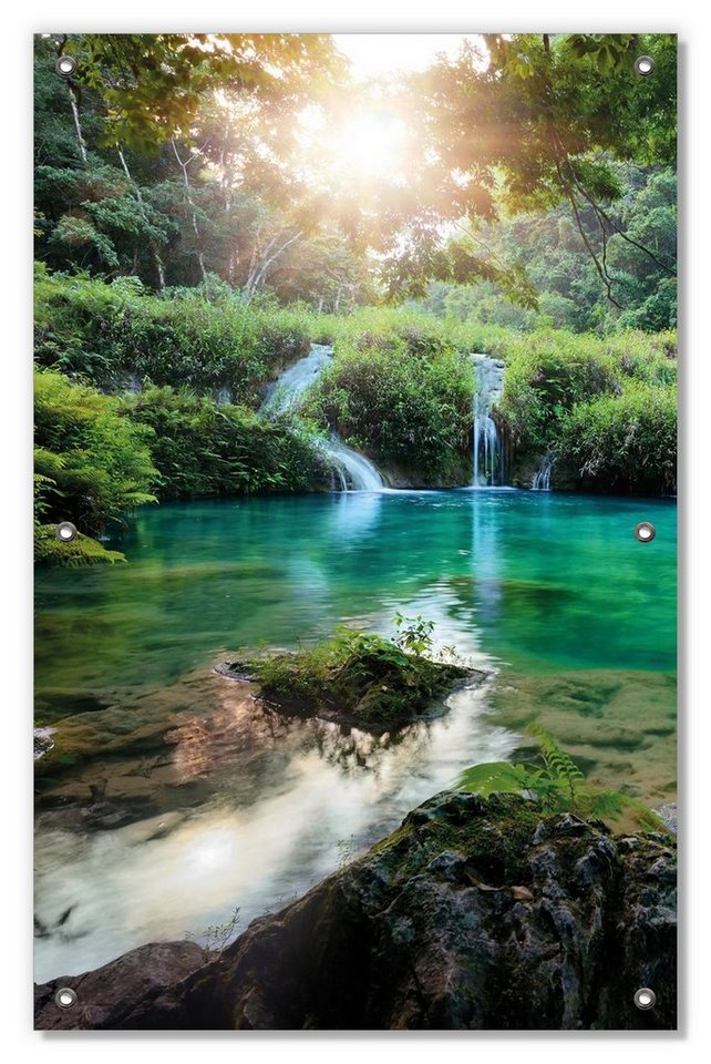 Sonnenschutz Türkisgrüner See im Nationalpark in Guatemala, Wallario, blickdicht, mit Saugnäpfen, wiederablösbar und wiederverwendbar von Wallario