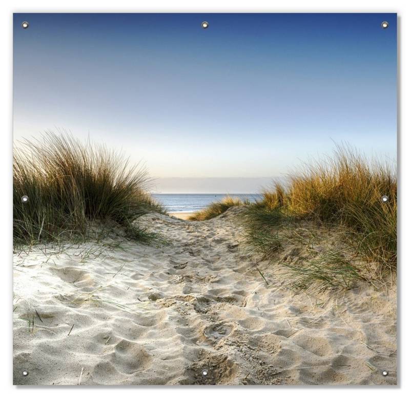 Sonnenschutz Weg durch die Dünen zum Strand am Meer, Wallario, blickdicht, mit Saugnäpfen, wiederablösbar und wiederverwendbar von Wallario