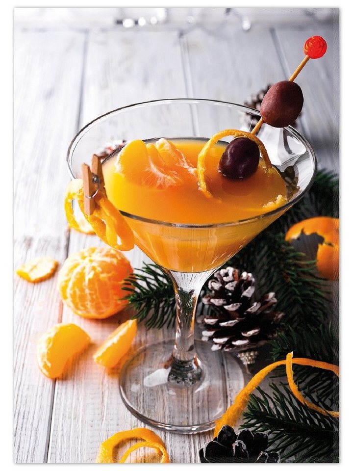 Teppich Winterlicher Cocktail in orange, Wallario, rechteckig, rutschfest von Wallario