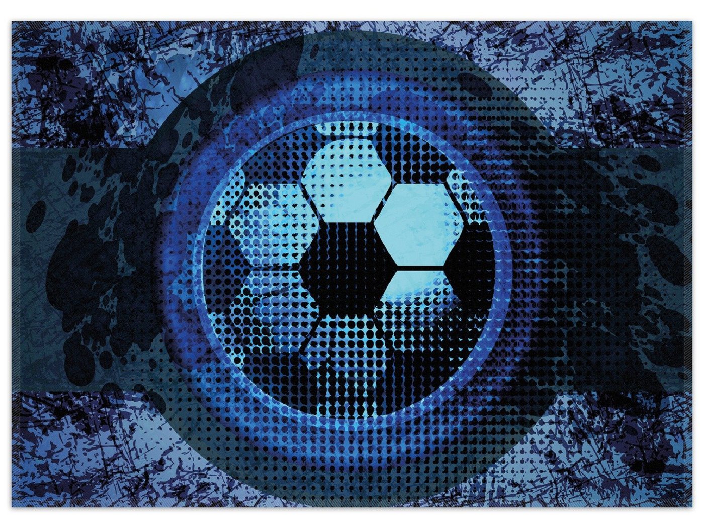 Teppich Fußball Design - Abstraktes Muster in blau, Wallario, rechteckig, rutschfest von Wallario