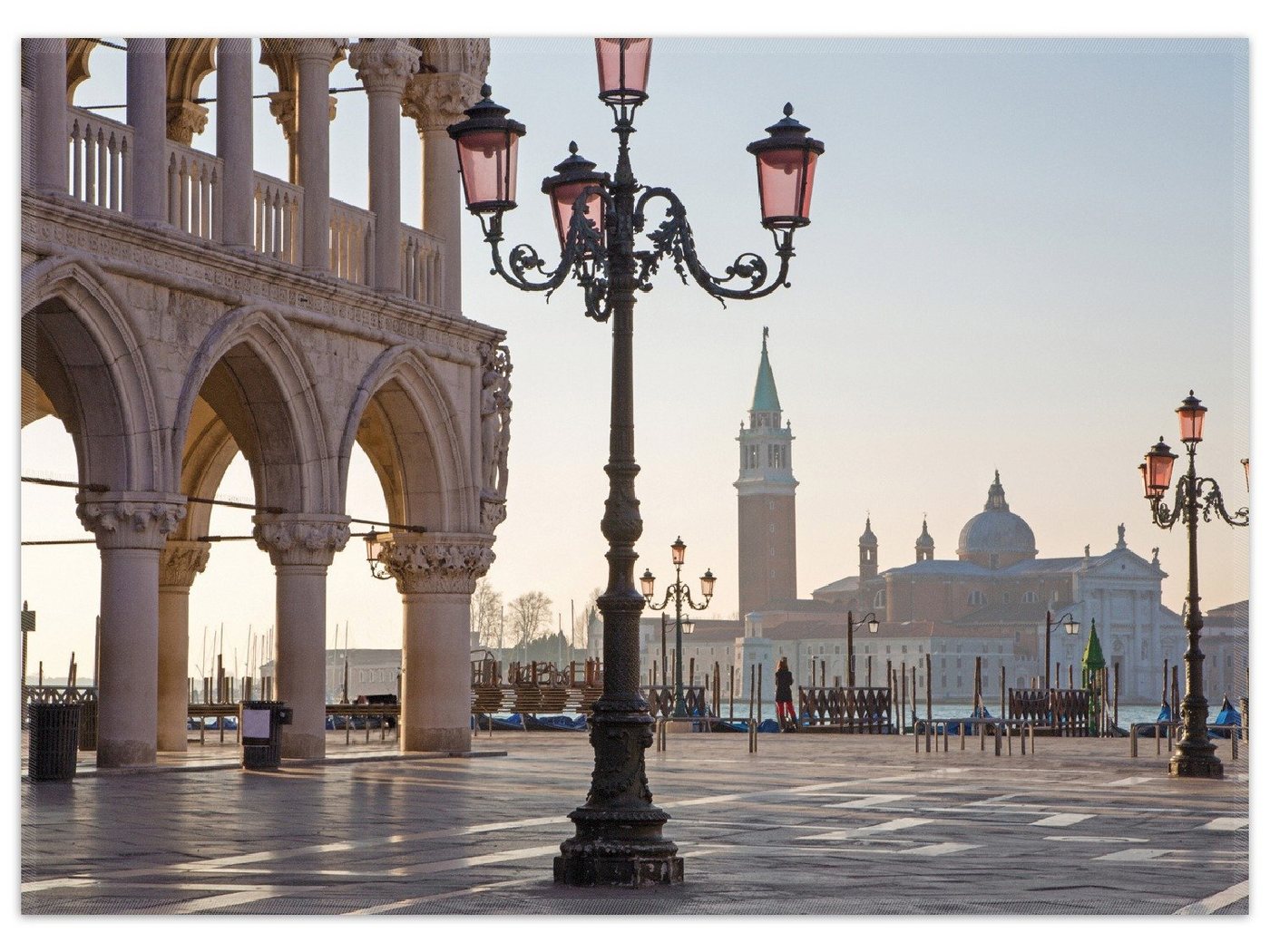 Teppich Venedig - Dogenpalast, Markusplatz und San Giorgio Maggiore II, Wallario, rechteckig, rutschfest von Wallario