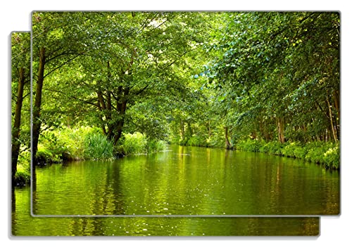 Wallario 2er Set Frühstücksbrettchen aus Glas, Glasunterlage, Glasbrettchen Spreewald in Brandenburg grüne Wälder und Spiegelungen im Wasser, Größe 30 x 20 cm, Sicherheitsglas Wallario 2er Set Frühstücksbrettchen aus Glas, Glasunterlage, Glasbrettchen Spreewald in Brandenburg grüne Wälder und Spiegelungen im Wasser, Größe 30 x 20 cm, Sicherheitsglas von Wallario