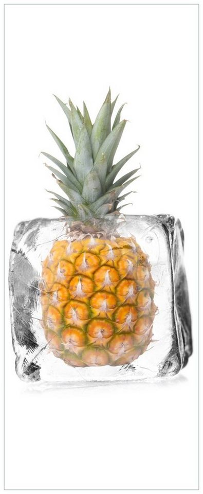 Wallario Acrylglasbild, Ananas in Eiswürfel - Eiskaltes Obst, in verschiedenen Ausführungen von Wallario