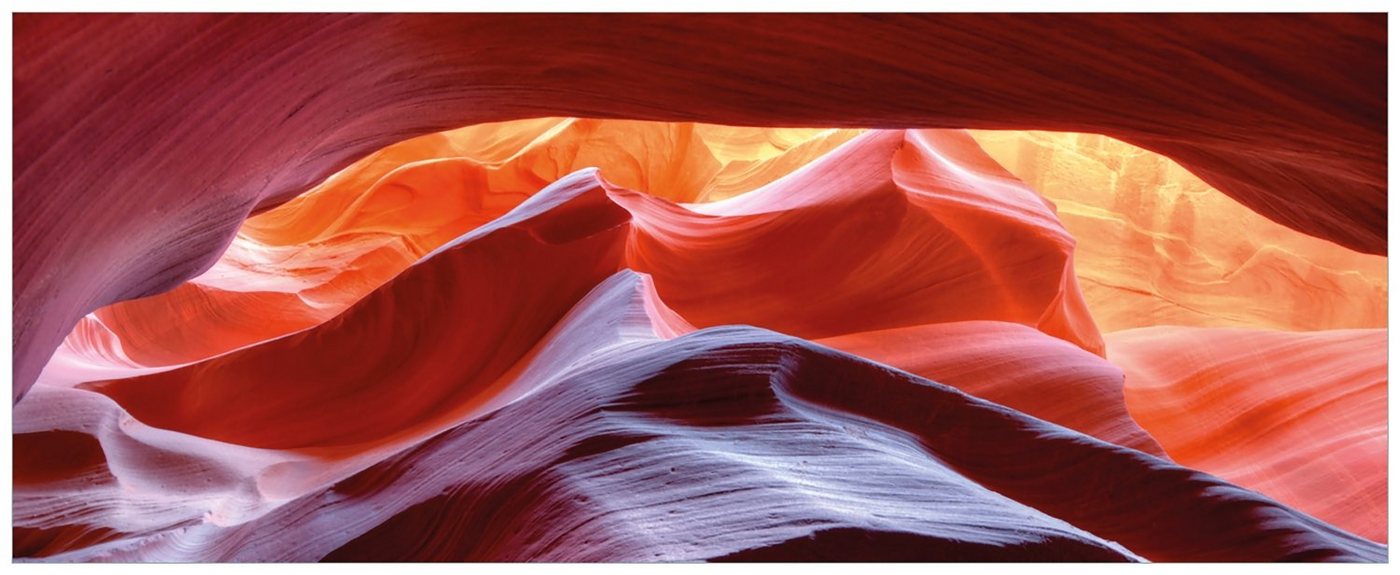 Wallario Acrylglasbild, Antelop Canyon USA Kalksandsteingebirge in leuchtenden Farben, in verschiedenen Ausführungen von Wallario