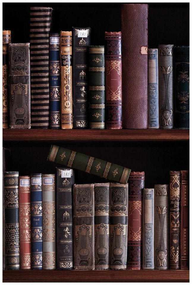 Wallario Acrylglasbild, Bücherregal mit alten Büchern, in verschiedenen Ausführungen von Wallario