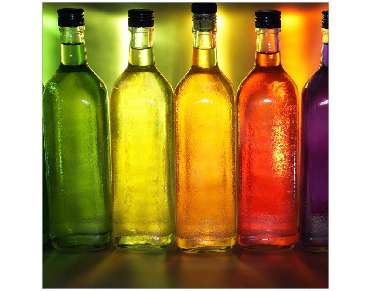 Wallario Acrylglasbild, Bunte Flaschen im Regal, in verschiedenen Ausführungen von Wallario