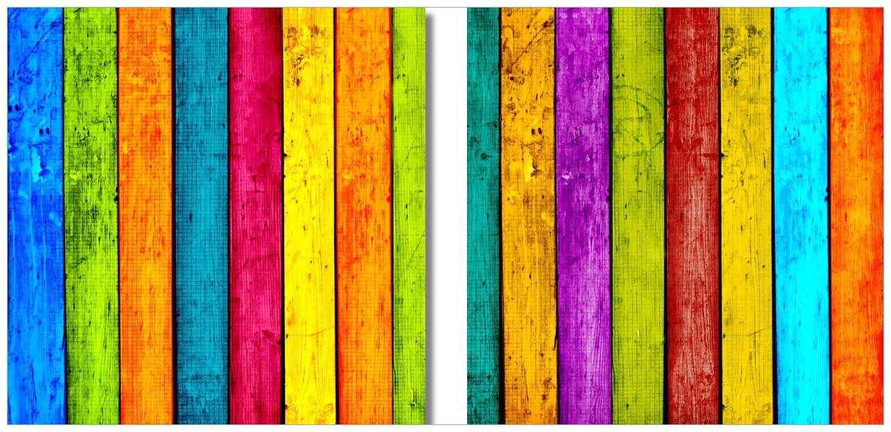 Wallario Acrylglasbild, Buntes Holz - bunte Streifen mit Farbe und Holzstruktur, in verschiedenen Ausführungen von Wallario