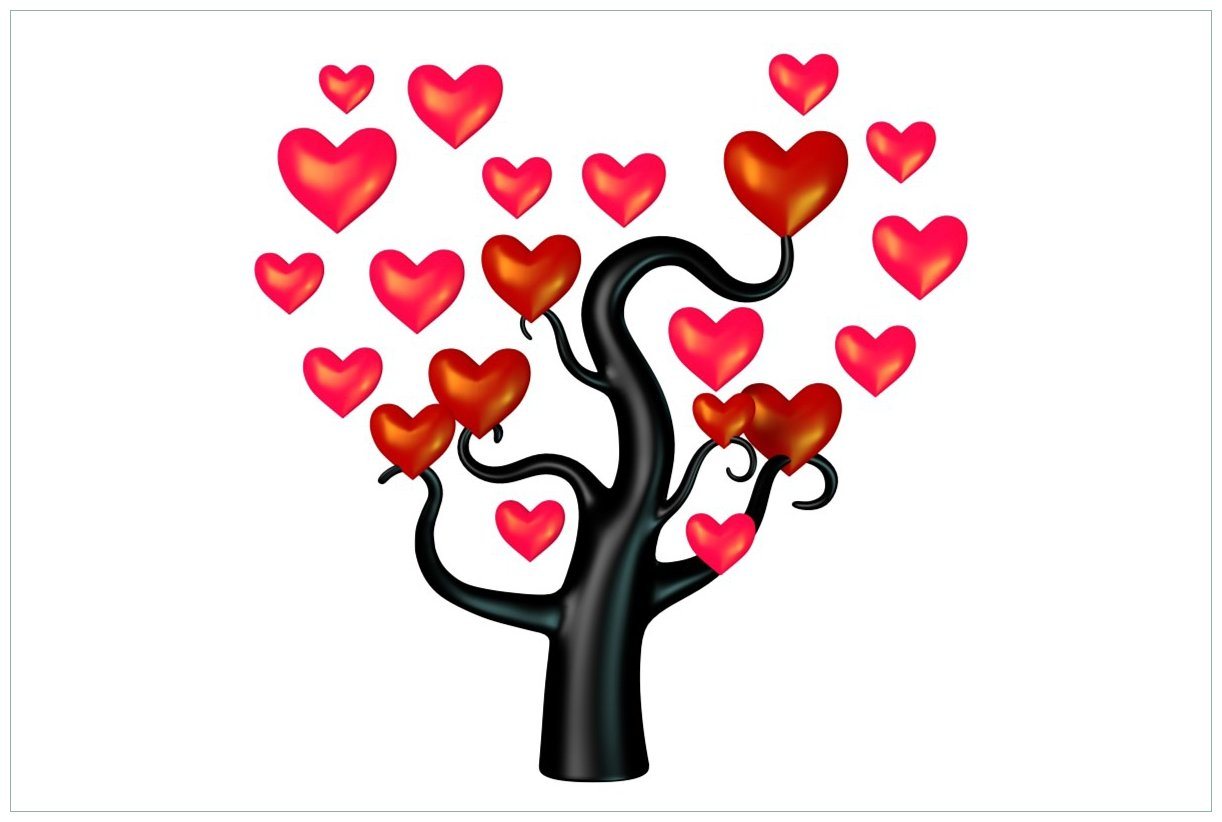 Wallario Acrylglasbild, Comic Baum mit Herzen, in verschiedenen Ausführungen von Wallario