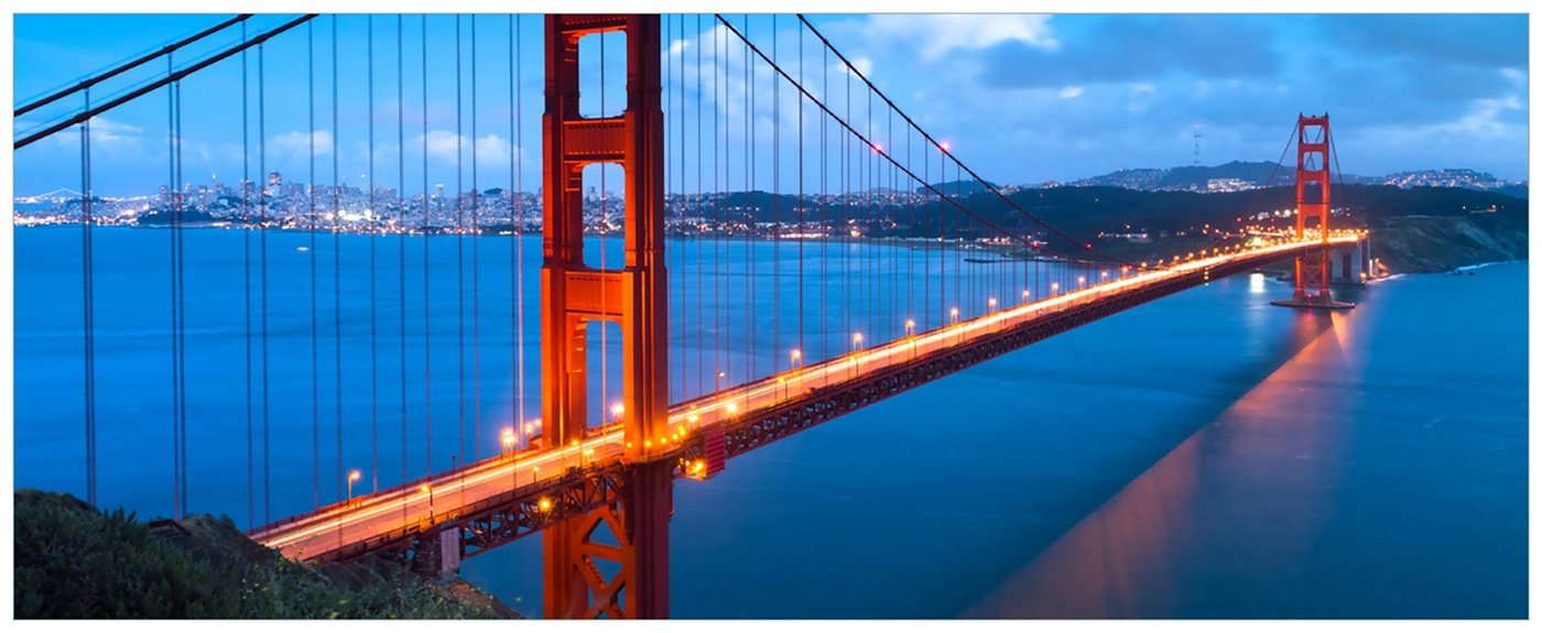 Wallario Acrylglasbild, Golden Gate Bridge in San Francisco USA, in verschiedenen Ausführungen von Wallario