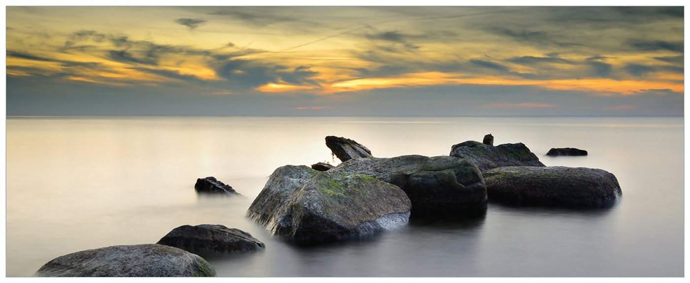 Wallario Acrylglasbild, Mystische Felsen im Meer, in verschiedenen Ausführungen von Wallario