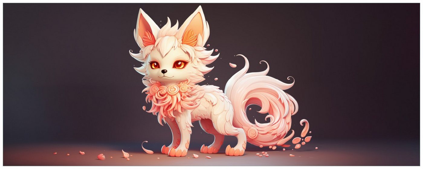 Wallario Acrylglasbild, Rosafarbiger Kitsune, in verschiedenen Ausführungen von Wallario