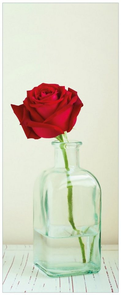 Wallario Acrylglasbild, Rote Rose in Glasvase, in verschiedenen Ausführungen von Wallario