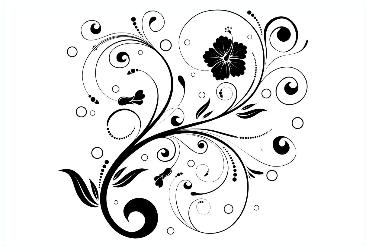 Wallario Acrylglasbild, Schnörkelmuster in schwarz weiß mit Blumen und Kreisen, in verschiedenen Ausführungen von Wallario
