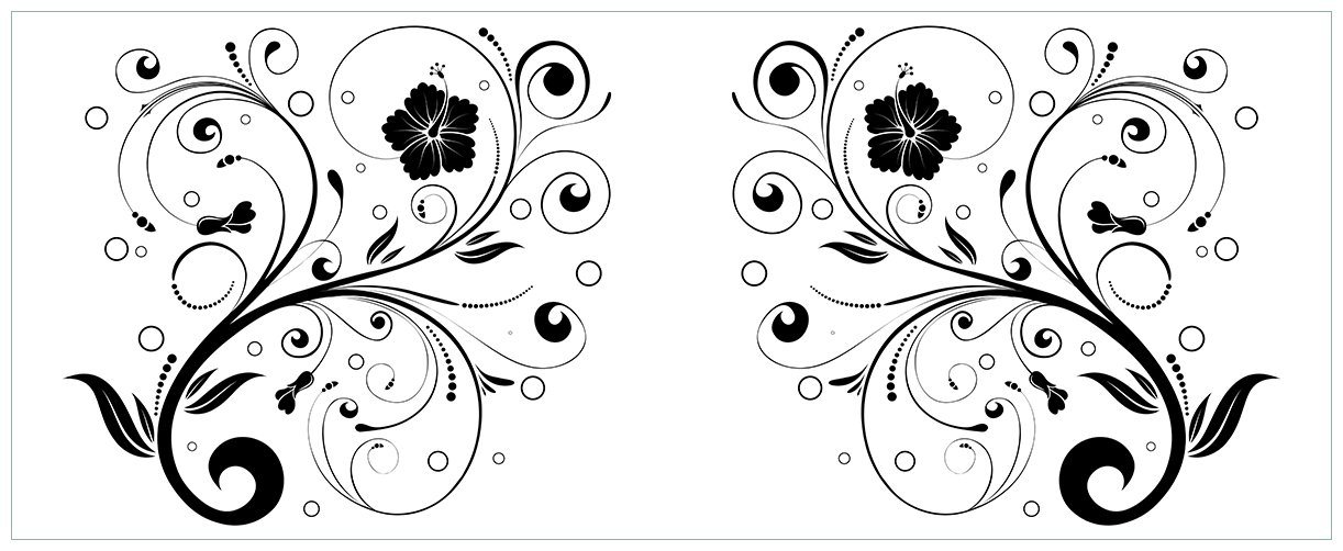 Wallario Acrylglasbild, Schnörkelmuster in schwarz weiß mit Blumen und Kreisen, in verschiedenen Ausführungen von Wallario
