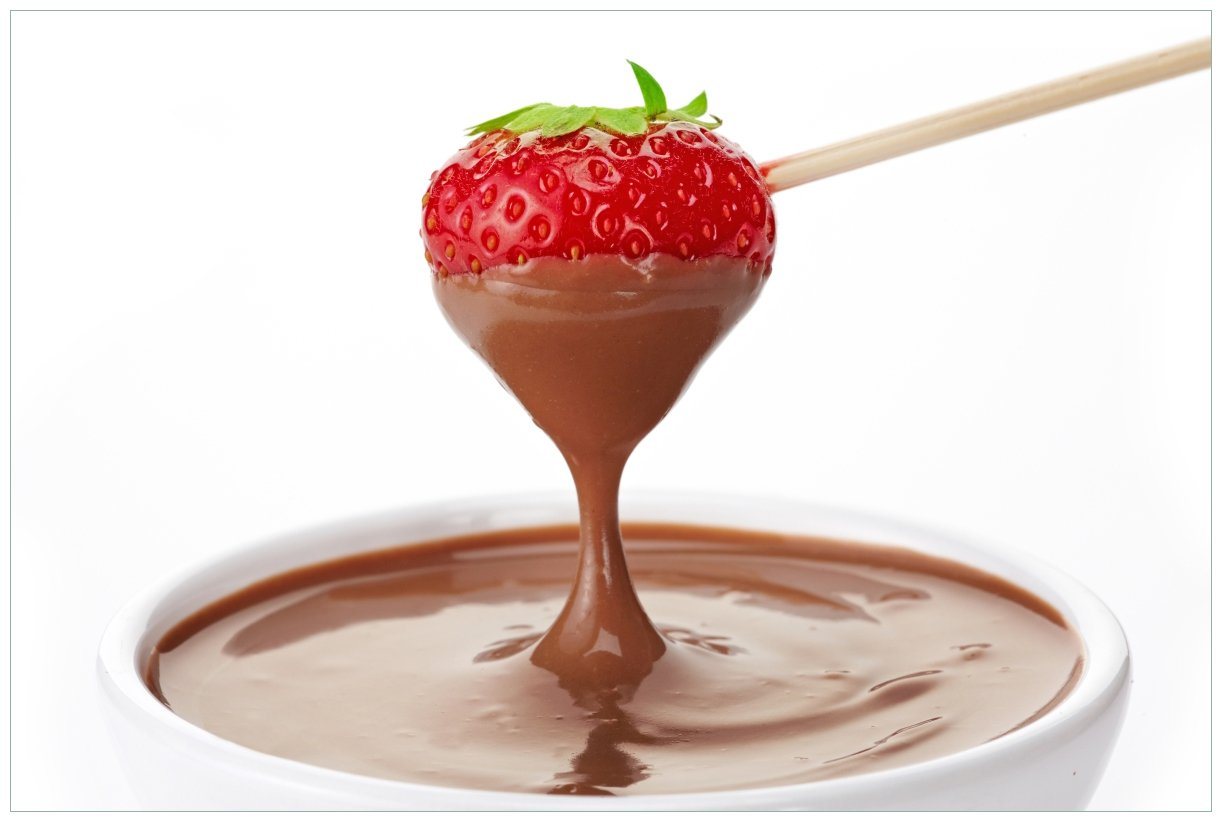 Wallario Acrylglasbild, Schoko-fondue mit Erdbeer am Stiel, in verschiedenen Ausführungen von Wallario