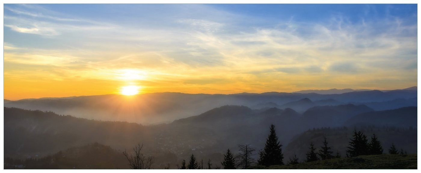 Wallario Acrylglasbild, Sonnenaufgang über dem Schwarzwald, in verschiedenen Ausführungen von Wallario