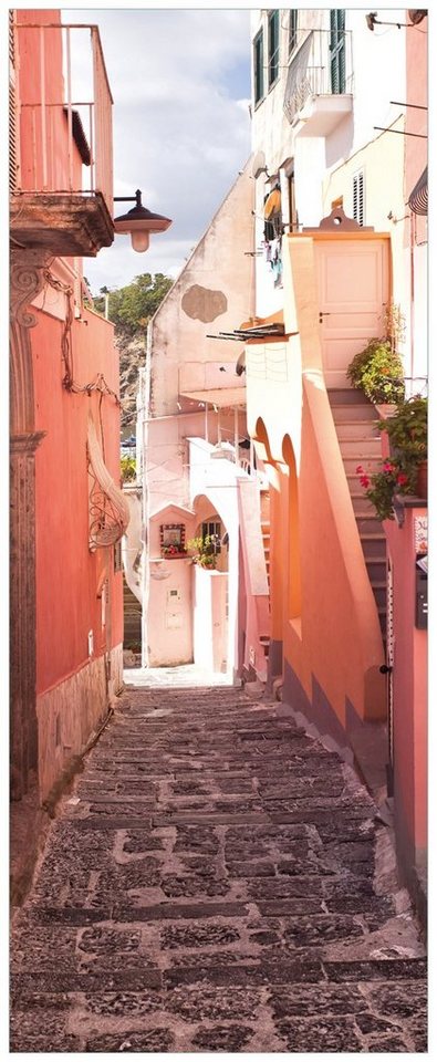 Wallario Acrylglasbild, Südländische Gasse- Italien bei Sonnenschein, in verschiedenen Ausführungen von Wallario