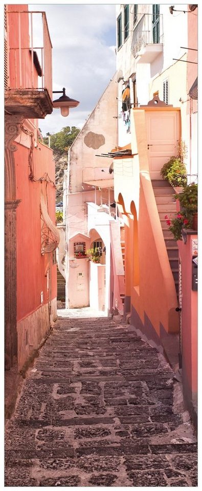 Wallario Acrylglasbild, Südländische Gasse- Italien bei Sonnenschein, in verschiedenen Ausführungen von Wallario