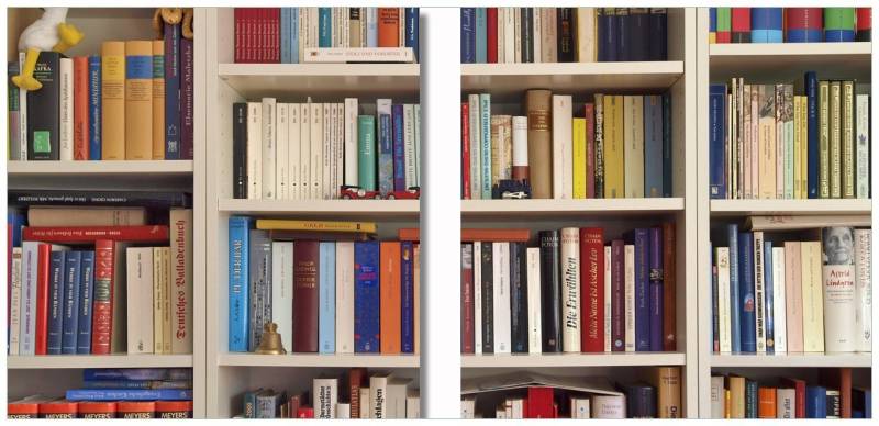 Wallario Acrylglasbild, Weißes Bücherregal mit unterschiedlichen Büchern, in verschiedenen Ausführungen von Wallario