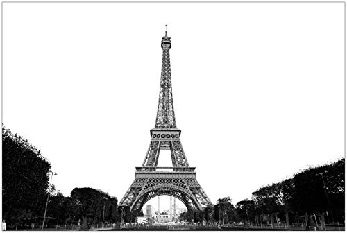 Wallario Black and White Edition - Poster Eiffelturm in Paris - schwarz weiß in Premiumqualität, Wandbild Größe: 61 x 91,5 cm (Maxiposter) von Wallario