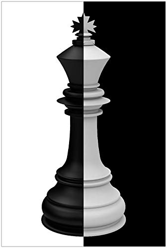 Wallario Black and White Edition - Poster Schachfigur schwarz-weiß in Premiumqualität, Wandbild Größe: 61 x 91,5 cm (Maxiposter) von Wallario