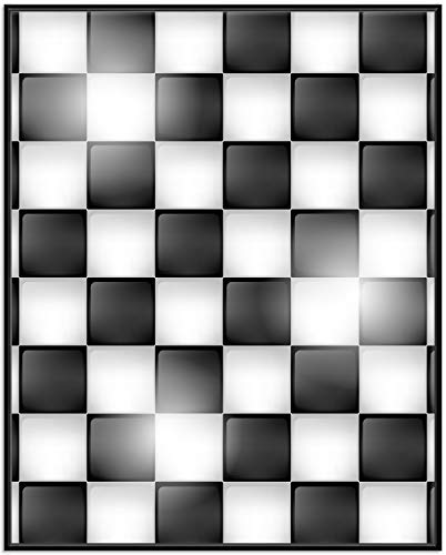 Wallario Black and White Edition - Wandbild Schachbrett Muster in Premiumqualität, Poster mit schwarzem Rahmen, Größe: 40 x 50 cm von Wallario