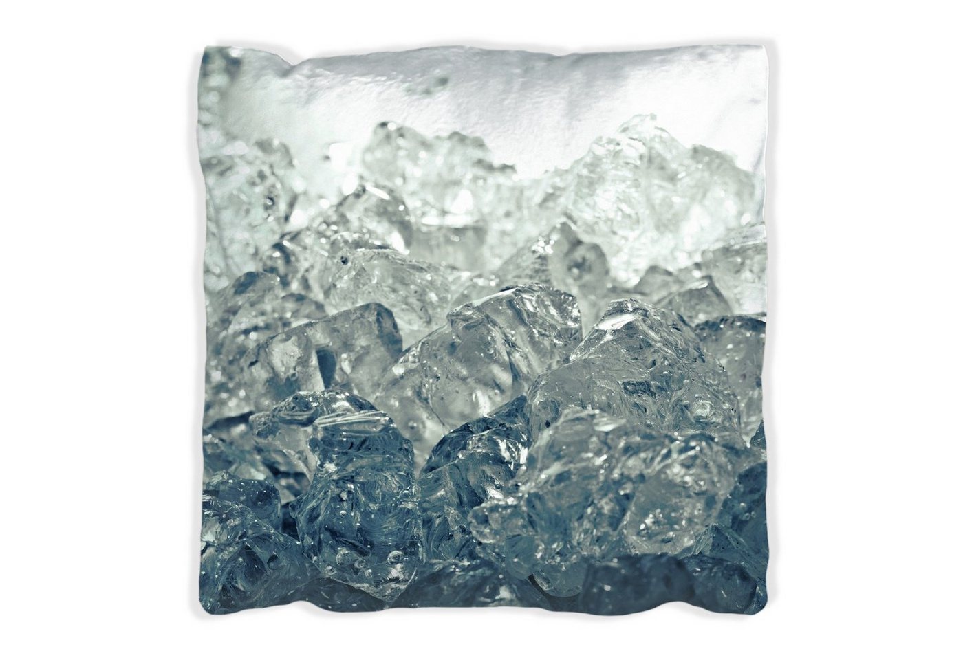 Wallario Dekokissen Leuchtendes Eis in blau-grau, handgenäht von Wallario