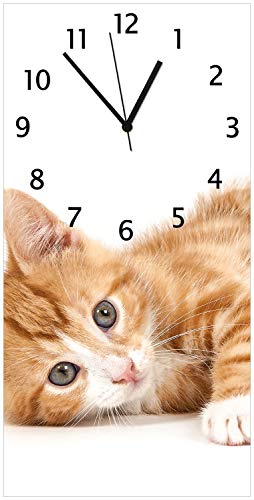 Wallario Design-Wanduhr, Acrylglasuhr Größe 30 x 60 cm, Schwarze Zeiger, Motiv Süße Katze mit großen Augen - rot weiß getigert Wallario Design-Wanduhr, Acrylglasuhr Größe 30 x 60 cm, Schwarze Zeiger, Motiv Süße Katze mit großen Augen - rot weiß getigert von Wallario