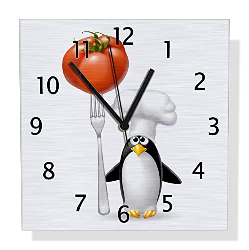 Wallario Design Wanduhr Pinguin Koch aus Aluverbund, Alu-Uhr Größe 30 x 30 cm, Schwarze Zeiger mit Metalloptik Wallario Design Wanduhr Pinguin Koch aus Aluverbund, Alu-Uhr Größe 30 x 30 cm, Schwarze Zeiger mit Metalloptik von Wallario
