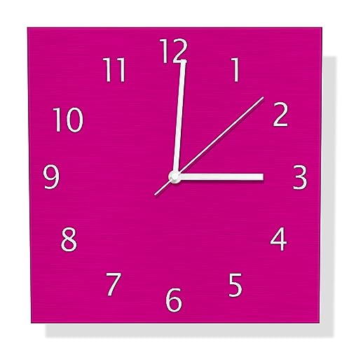 Wallario Design Wanduhr Pink aus Aluverbund, Alu-Uhr Größe 30 x 30 cm, weiße Zeiger mit Metalloptik von Wallario
