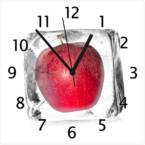 Wallario Design-Wanduhr Roter Apfel in Eiswürfel - Eiskaltes Obst aus Glas, Motiv-Uhr Größe 30 x 30 cm, Schwarze Zeiger Wallario Design-Wanduhr Roter Apfel in Eiswürfel - Eiskaltes Obst aus Glas, Motiv-Uhr Größe 30 x 30 cm, Schwarze Zeiger von Wallario