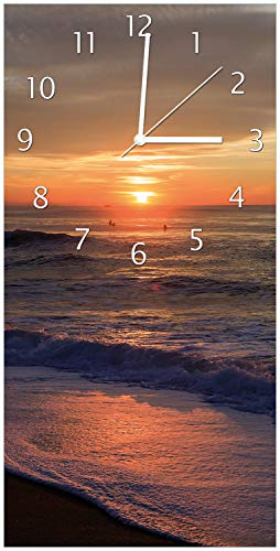 Wallario Design-Wanduhr Sonne über dem Meer aus Glas, Motiv-Uhr Größe 30 x 60 cm, weiße Zeiger Wallario Design-Wanduhr Sonne über dem Meer aus Glas, Motiv-Uhr Größe 30 x 60 cm, weiße Zeiger von Wallario