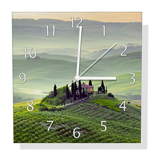 Wallario Design Wanduhr Toskana in Italien aus Aluverbund, Alu-Uhr Größe 30 x 30 cm, weiße Zeiger mit Metalloptik von Wallario