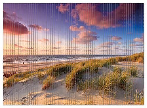 Wallario Duschmatte Antirutschmatte Badmatte Fußmatte Abendspaziergang am Strand - Sonnenuntergang über dem Meer, Größe ca. 90 x 65 cm von Wallario