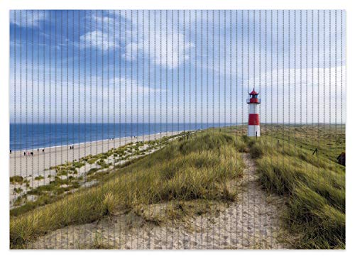 Wallario Duschmatte Antirutschmatte Badmatte Fußmatte Am Strand von Sylt Leuchtturm auf der Düne Panorama, Größe ca. 70 x 50 cm von Wallario